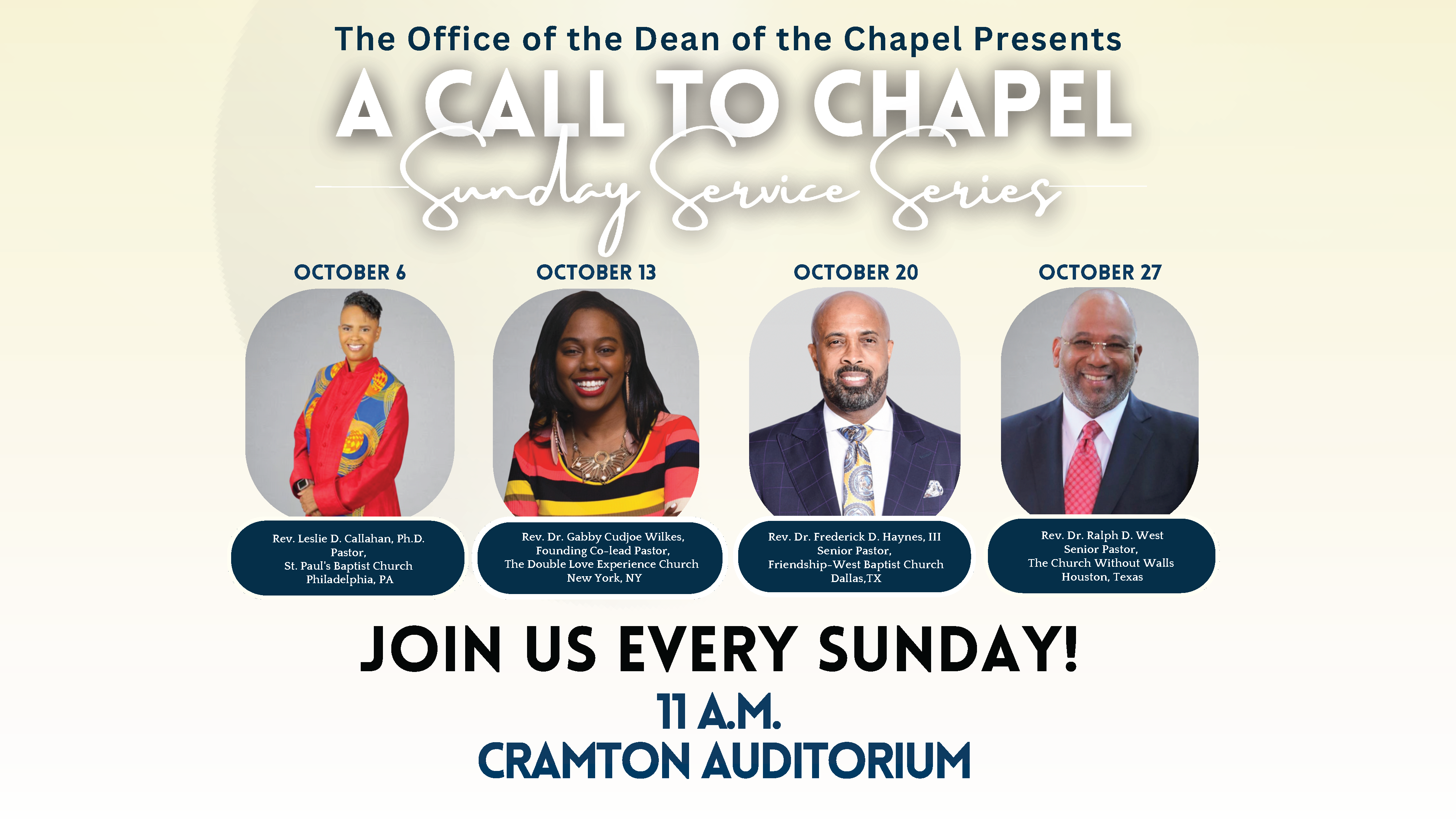 Upcoming Chapel Speakers