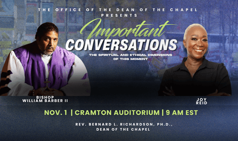 flyer featuring Joy Reid and Bishop William Barber II